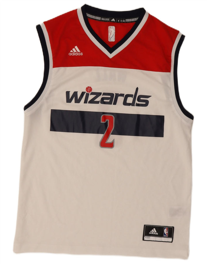 ADIDAS Mens Wizards Graphic Vest Top Médio Branco Colourblock Poliéster