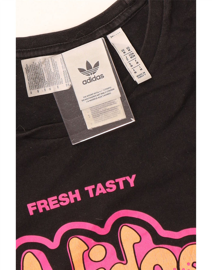 Adidas Mens Graphic T-Shirt Top Médio Algodão Preto