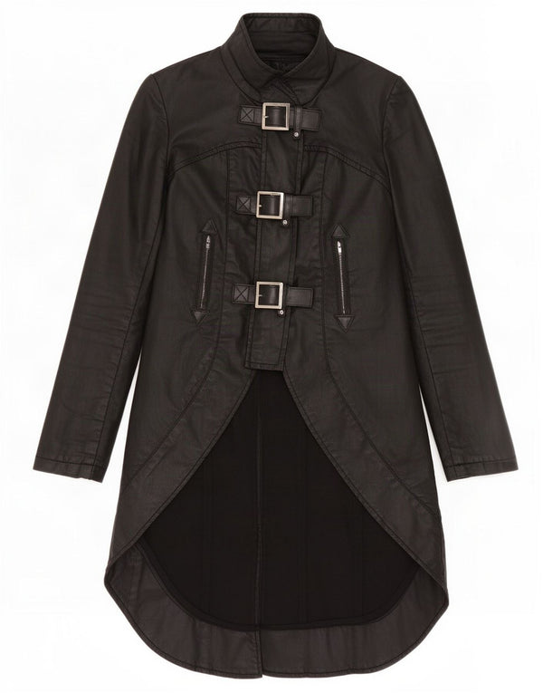 Sobretudo de fraque feminino vintage UK 6 XS algodão preto