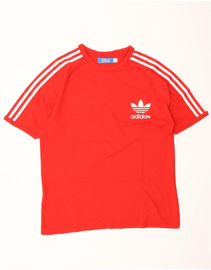 Adidas Mens Camiseta Top Grande Algodão Vermelho