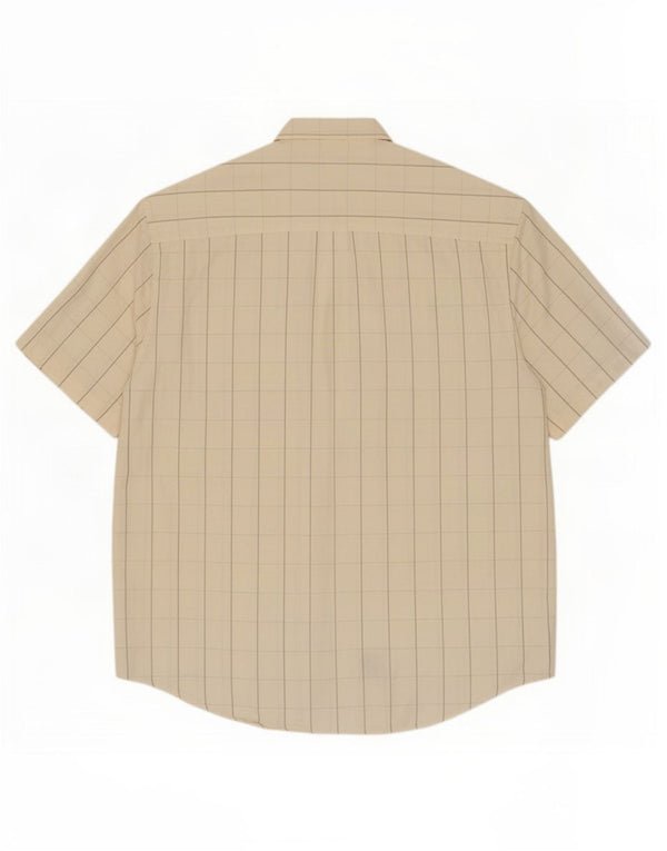 Camisa masculina de manga curta Nautica, linho xadrez branco médio