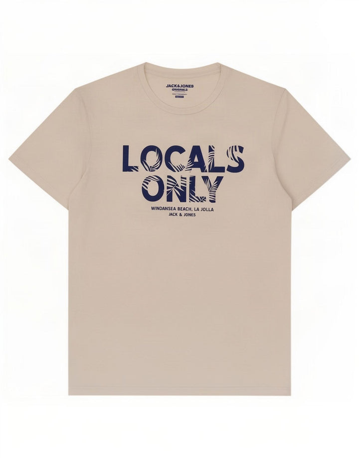 Camiseta masculina Jack & Jones Regular Fit com estampa gráfica, poliéster branco médio