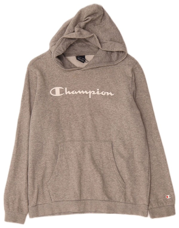 Jumper com capuz gráfico Champion Boys 15-16 anos 2XL algodão manchado cinza