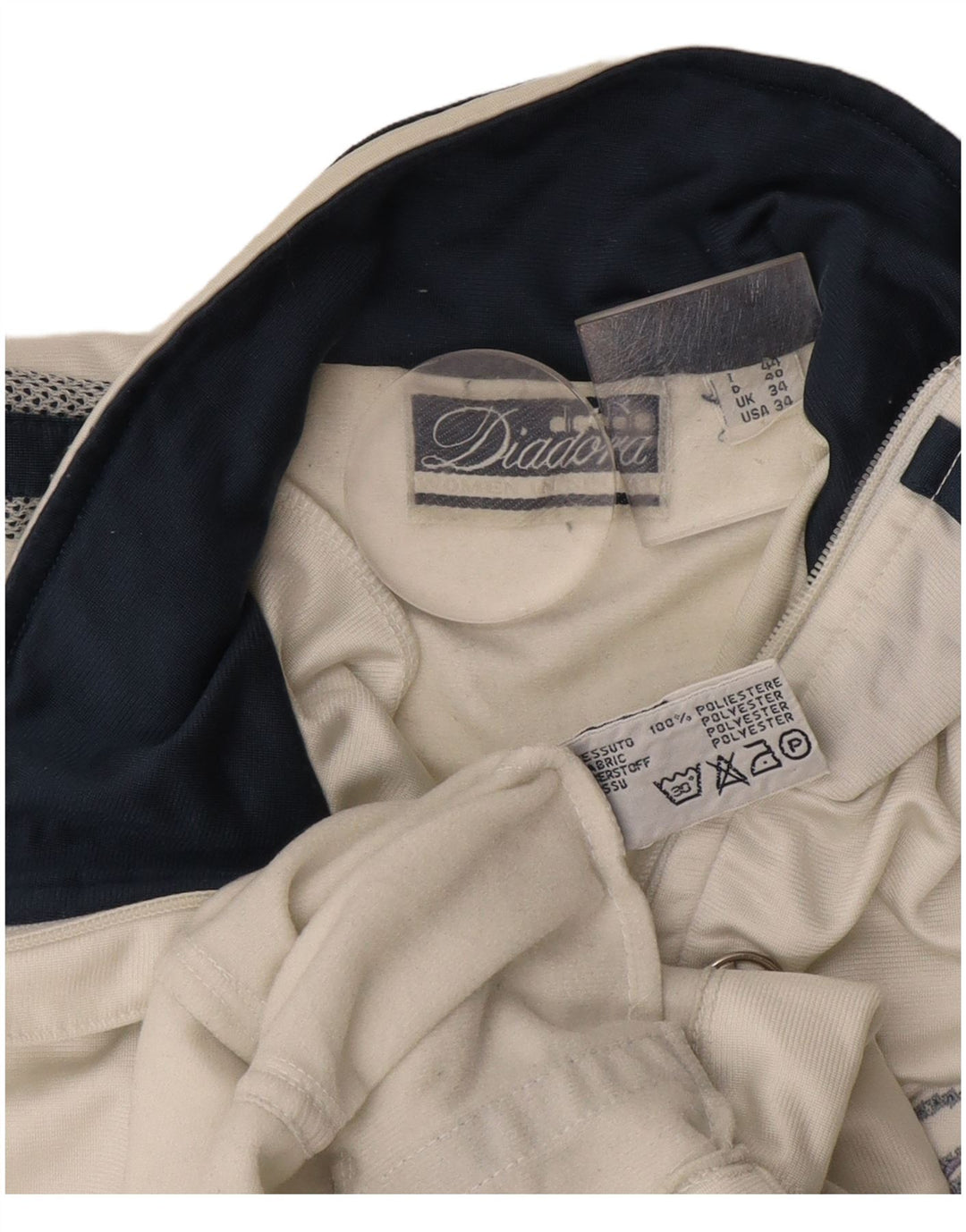 Diadora Mens Tracksuit Top Jacket UK 34 Small White Colourblock Poliéster