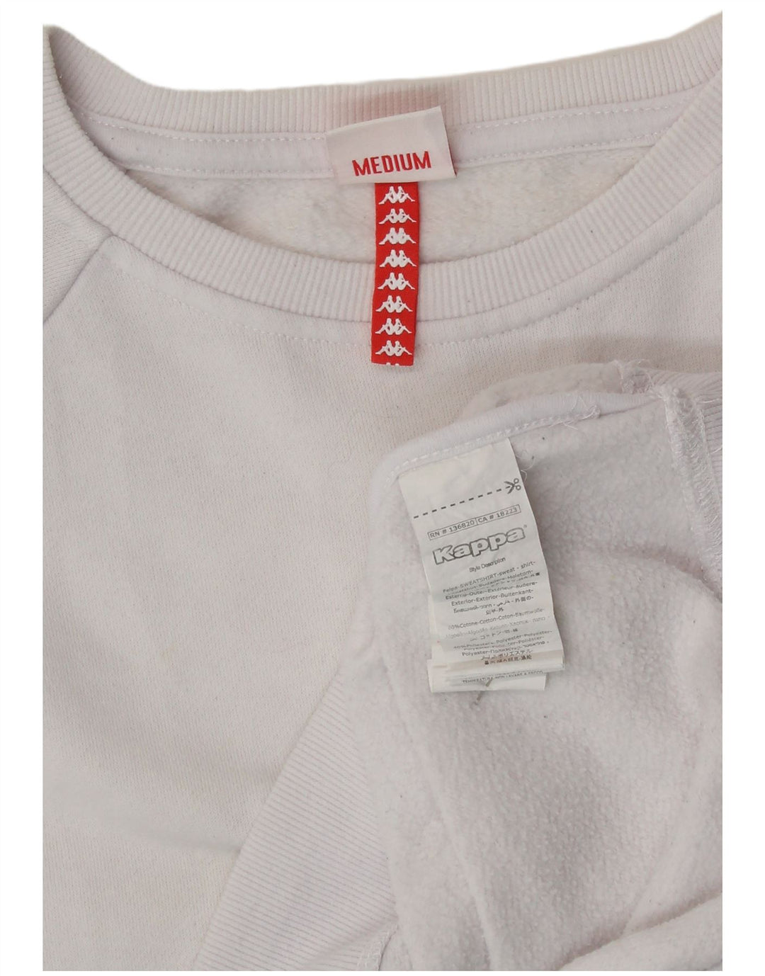 KAPPA moletom feminino gráfico jumper UK 14 médio branco colorblock