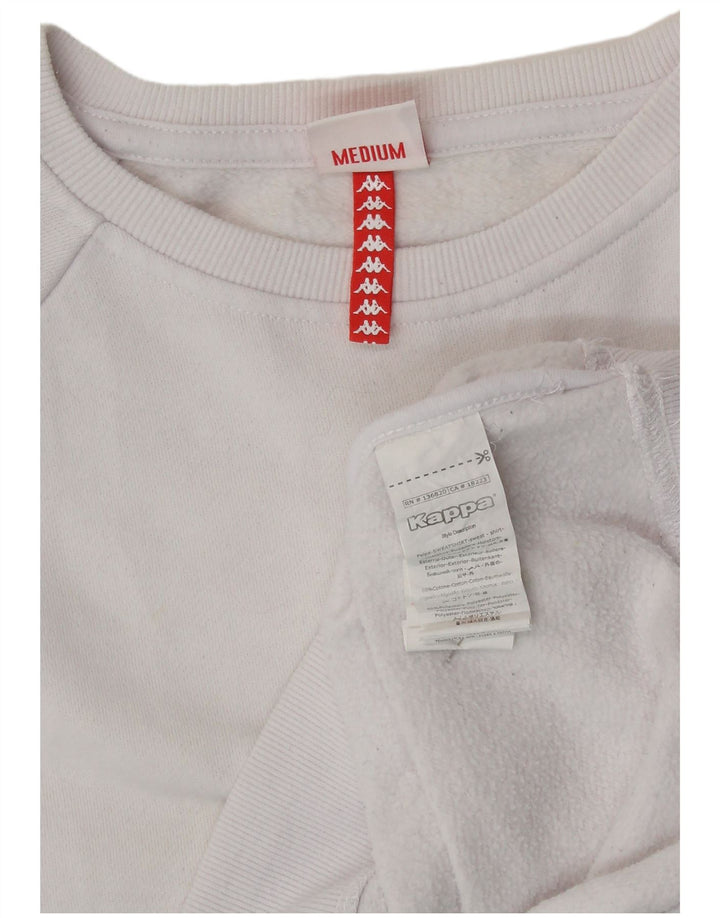 KAPPA moletom feminino gráfico jumper UK 14 médio branco colorblock