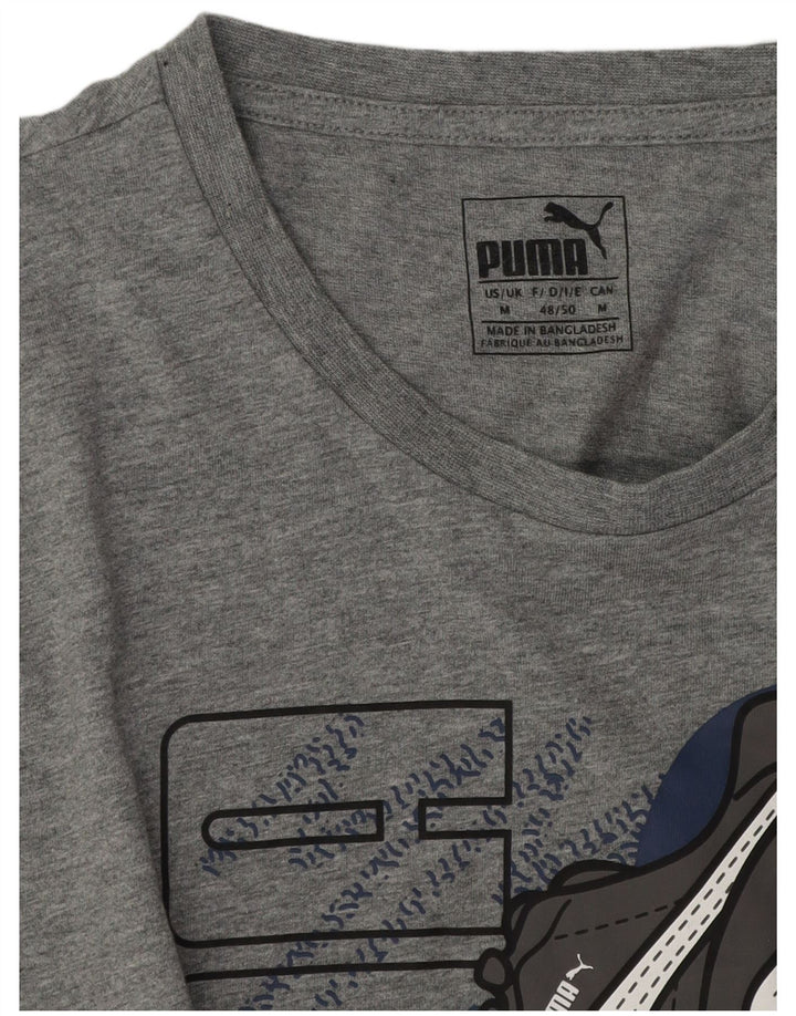 Camiseta masculina Puma Graphic Top cinza médio manchado