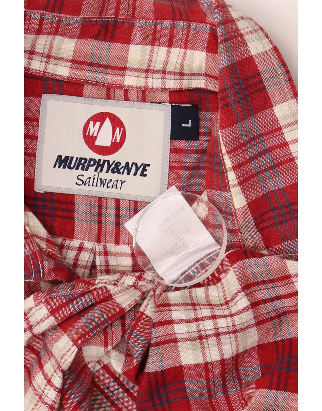 Camisa masculina de manga curta MURPHY & NYE grande algodão xadrez vermelho