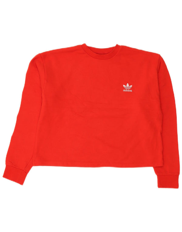 Adidas Womens Crop Graphic Moletom Jumper Reino Unido 16 Grande Algodão Vermelho
