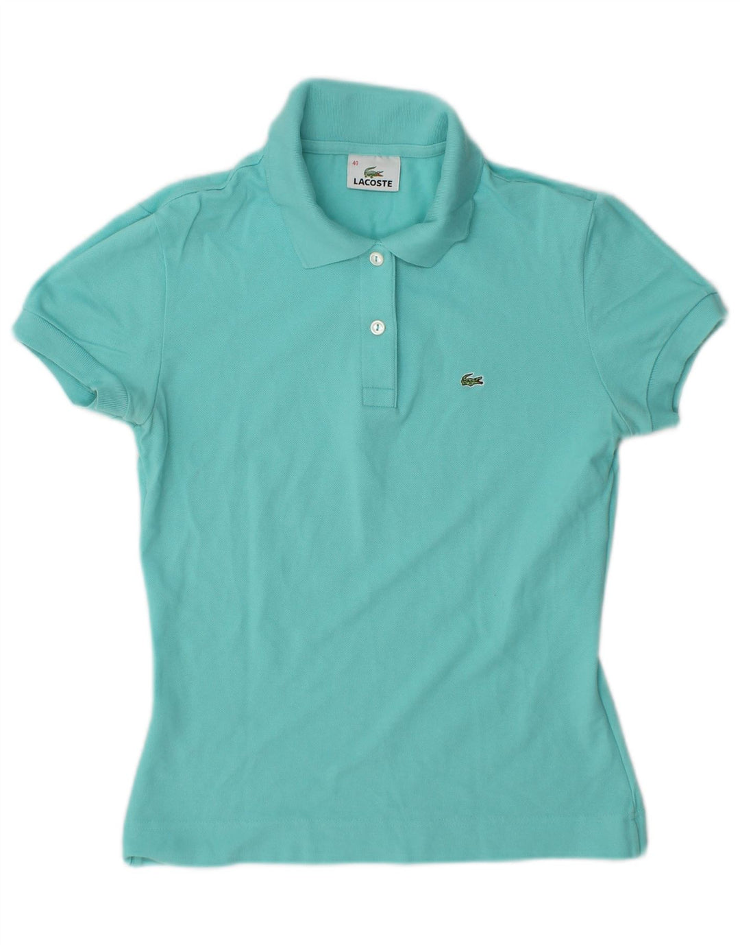 Camisa polo feminina Lacoste tamanho 40 algodão turquesa médio