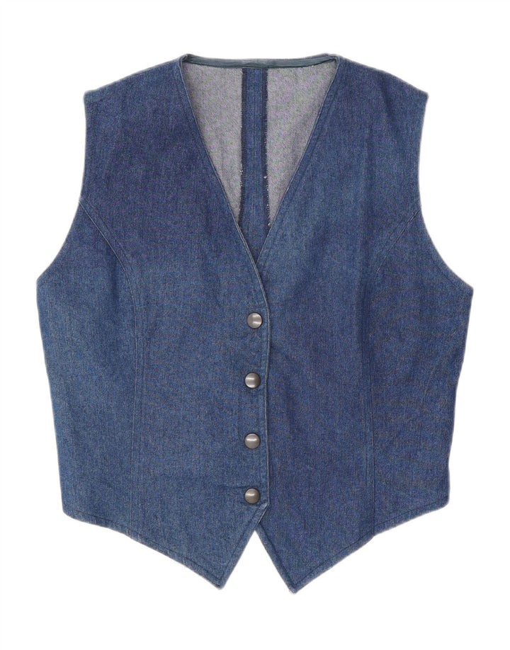 Colete jeans feminino vintage UK 12 azul médio