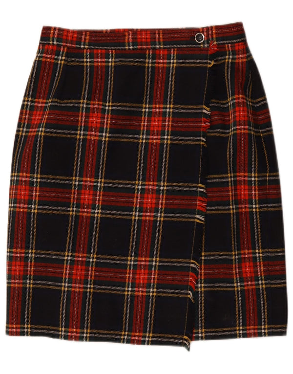 Saia feminina vintage W30 xadrez multicolorida média