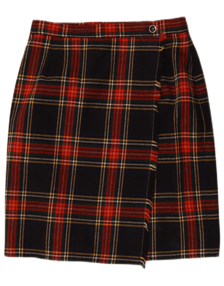 Saia feminina vintage W30 xadrez multicolorida média
