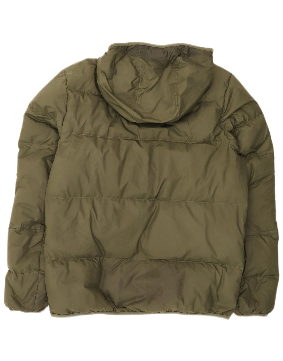 Jaqueta acolchoada com capuz masculina Nike UK 38 poliéster cáqui médio