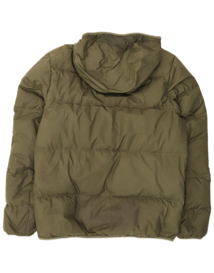 Jaqueta acolchoada com capuz masculina Nike UK 38 poliéster cáqui médio