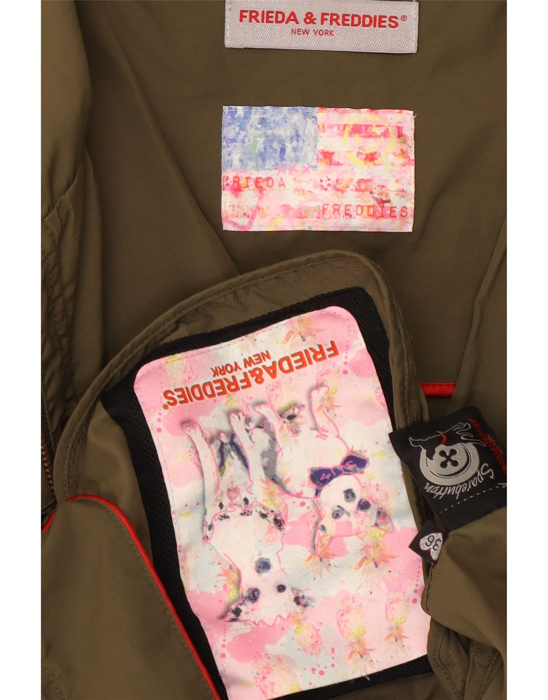 Jaqueta Parka feminina com capuz Frieda & Freddies UE 36 pequena cáqui