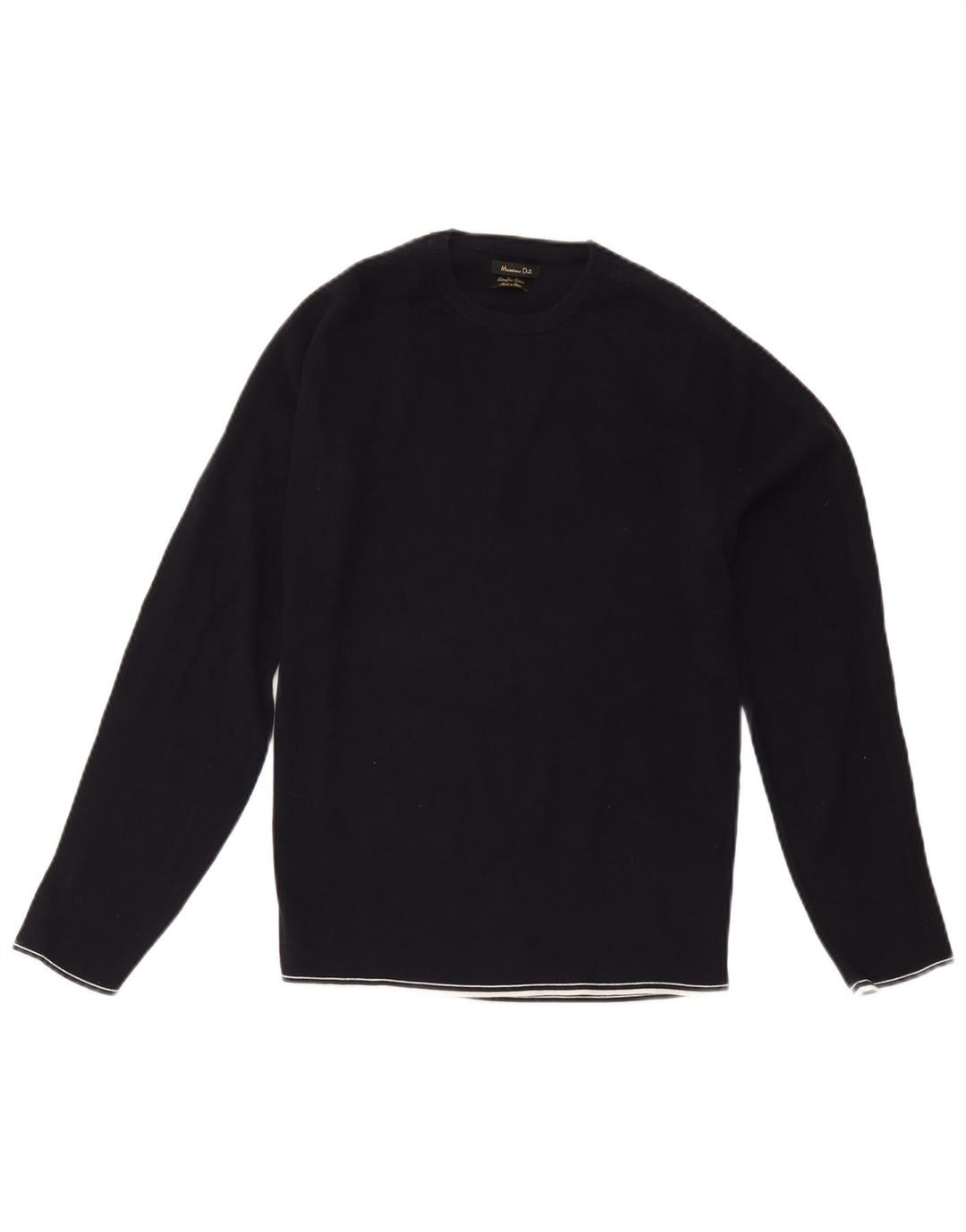 Suéter feminino Massimo Dutti com gola redonda Reino Unido 14 algodão azul marinho médio