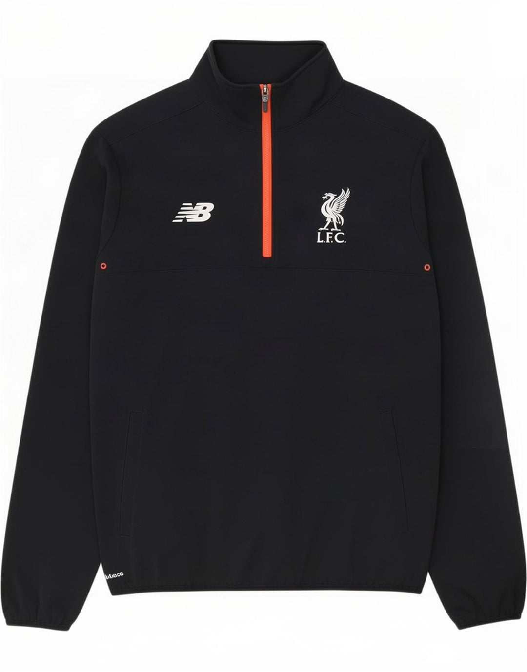 New Balance Mens Liverpool Zip Neck Pulôver Treino Top Grande Preto