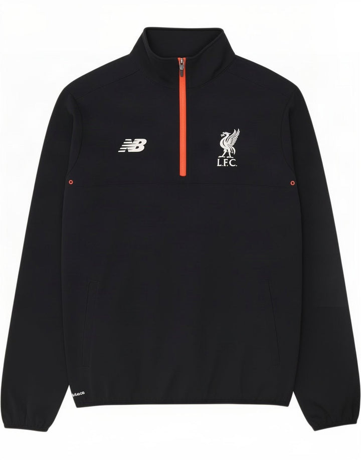 New Balance Mens Liverpool Zip Neck Pulôver Treino Top Grande Preto