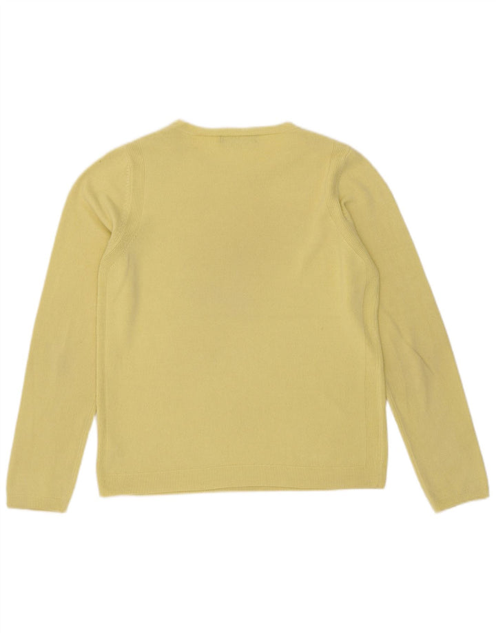 Suéter feminino Marks & Spencer com gola redonda Reino Unido 12 médio amarelo