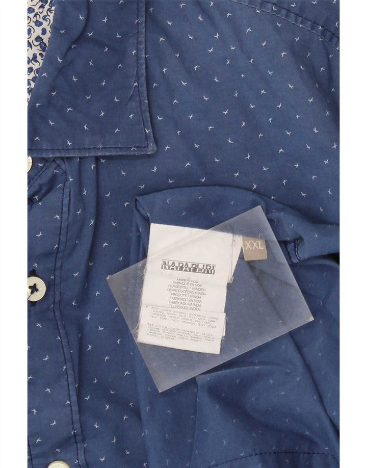 Camisa masculina Napapijri com estampa abstrata 2XL algodão azul