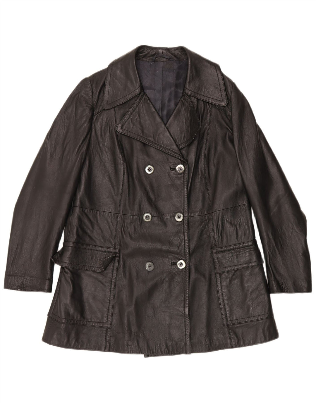 Jaqueta de couro feminina vintage Reino Unido 16 grande couro preto