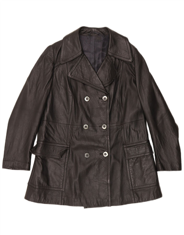 Jaqueta de couro feminina vintage Reino Unido 16 grande couro preto