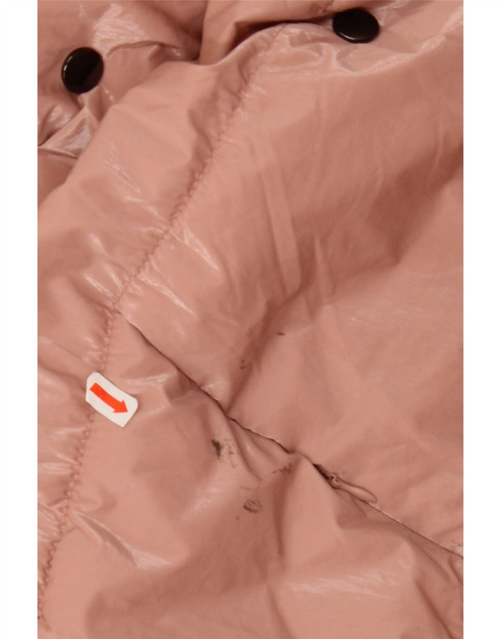 Jaqueta acolchoada com capuz grande Zara para mulher UK 14 poliamida rosa médio
