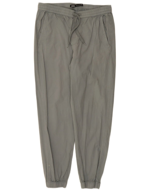 Calça jogger feminina Zara cintura alta Reino Unido 14 médio W31 L26 algodão cinza
