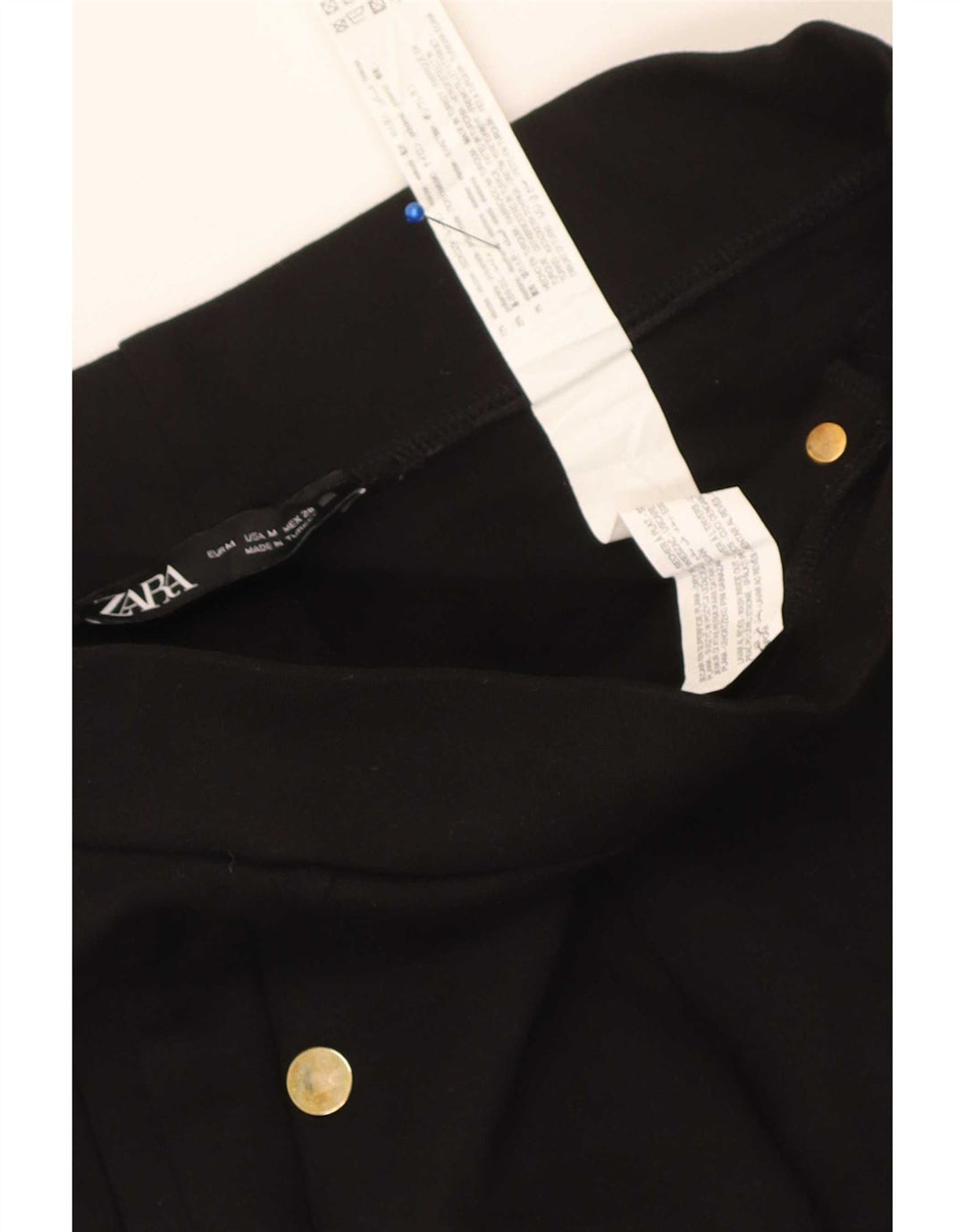 Zara Calça feminina slim cortada média W28 L25 preta viscose