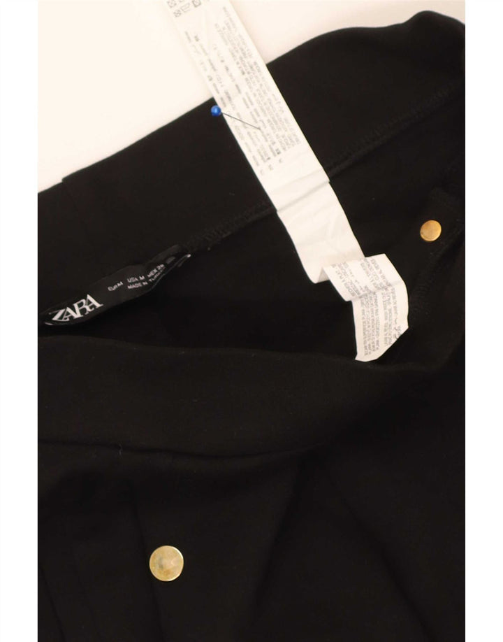 Zara Calça feminina slim cortada média W28 L25 preta viscose