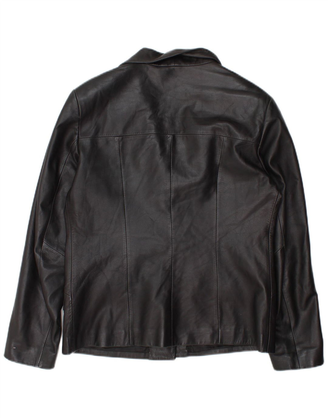 Jaqueta blazer de couro feminina vintage com 3 botões IT 46 couro preto grande