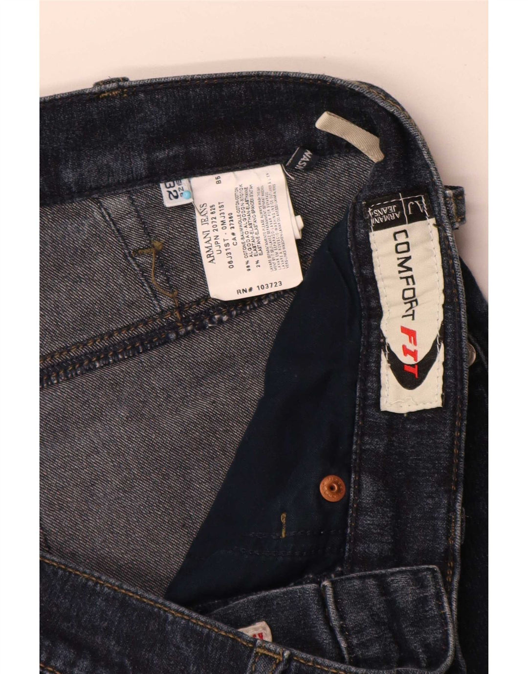 Calça jeans reta masculina Armani W32 L30 algodão azul