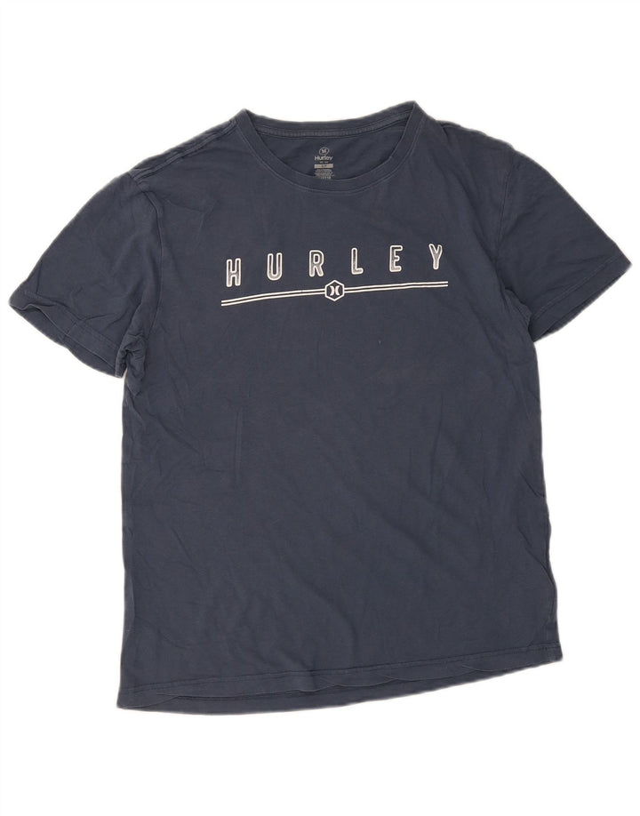 Hurley Camiseta masculina gráfica top pequeno algodão azul marinho