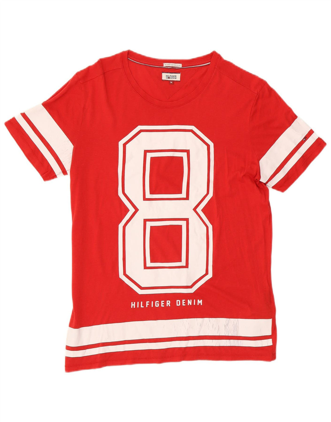 Tommy Hilfiger Camiseta masculina gráfica Top médio algodão vermelho