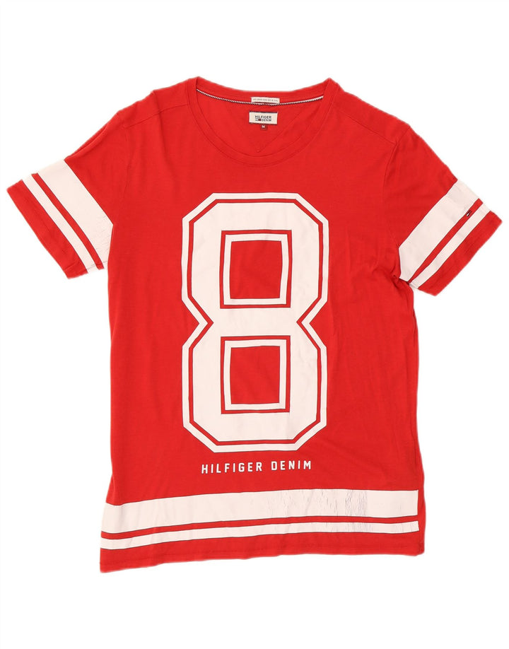Tommy Hilfiger Camiseta masculina gráfica Top médio algodão vermelho