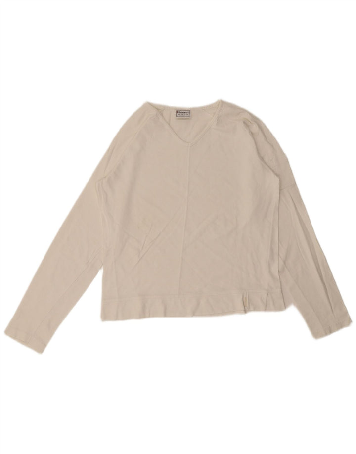 Campeão Feminino Top Manga Longa UK 14 Médio Algodão Branco