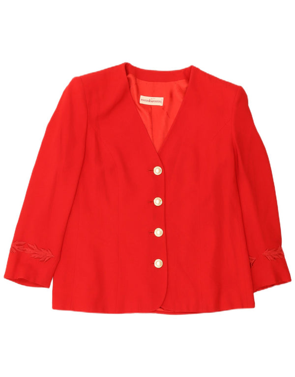 Jaqueta blazer feminina Roccobarocco com 4 botões Reino Unido 14 vermelho médio
