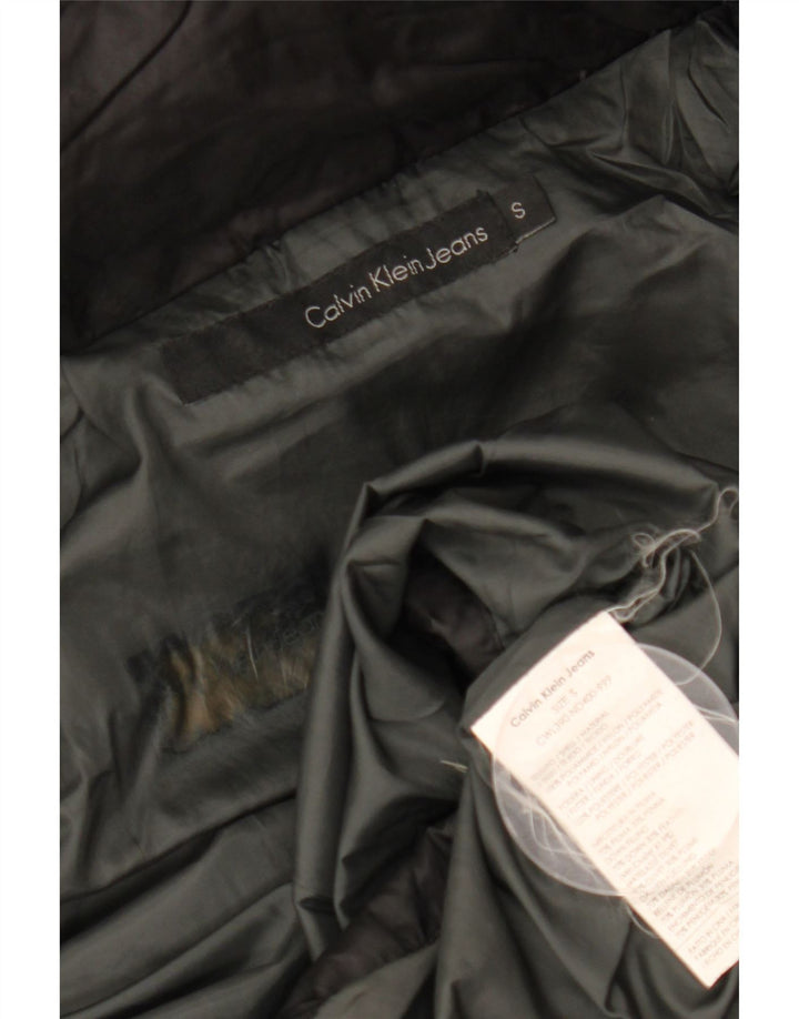 Casaco acolchoado com capuz feminino Calvin Klein UK 10 pequeno preto poliamida