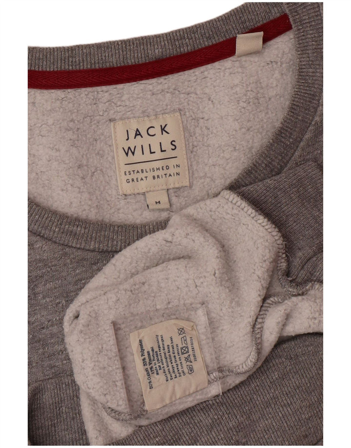 JACK WILLS moletom masculino jumper médio cinza algodão manchado