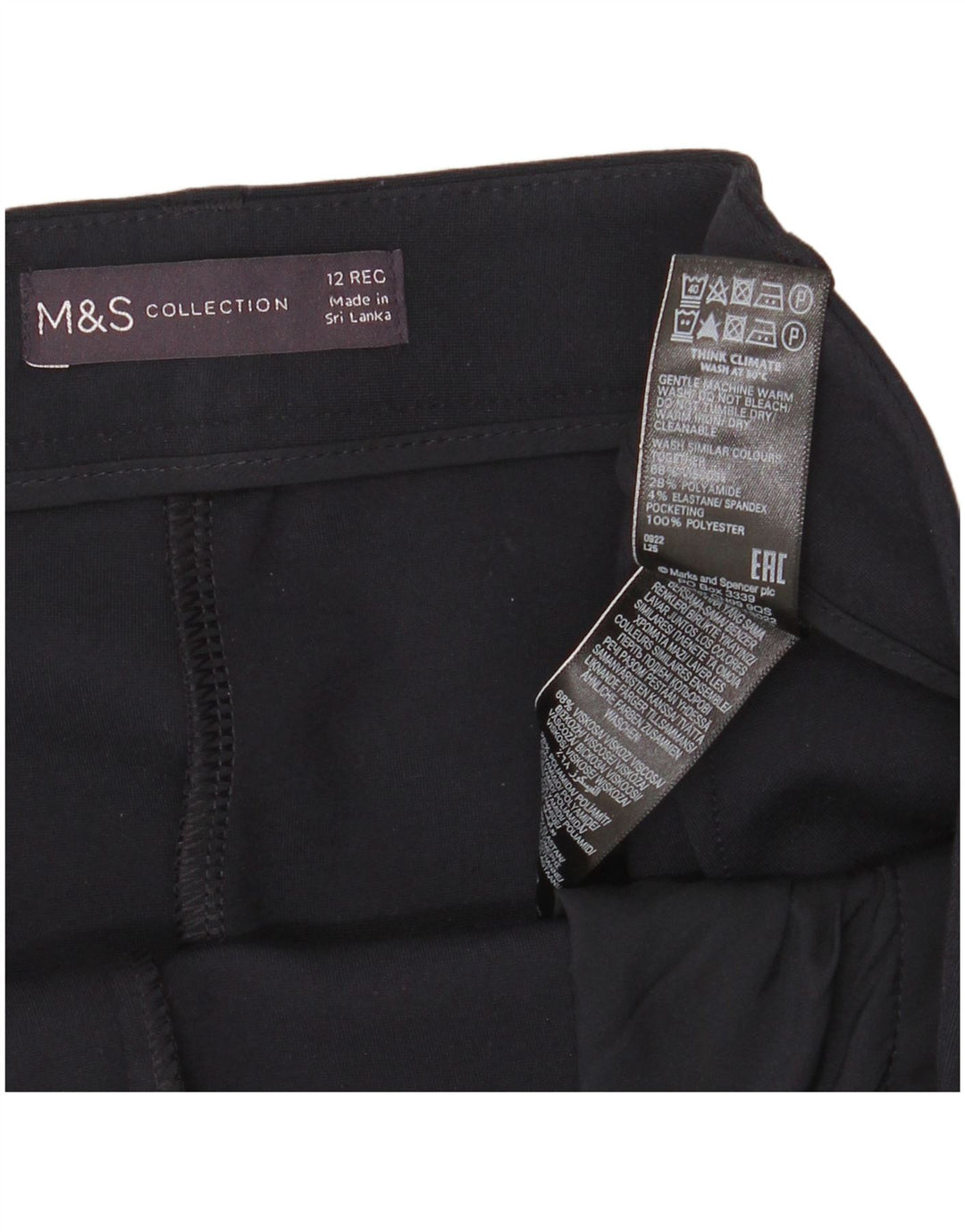 Calça Chino Feminina Marks & Spencer Slim UK 12 Médio W32 L28 Azul Marinho