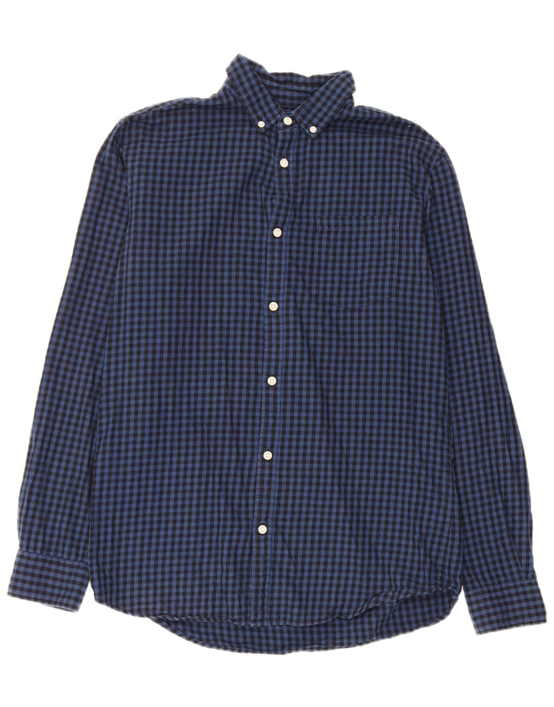 Camisa masculina Jack & Jones média azul marinho algodão guingão
