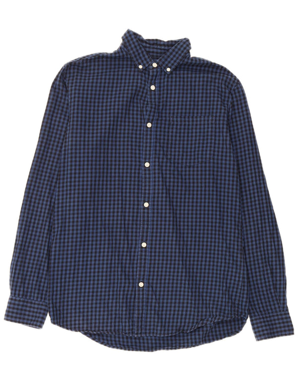 Camisa masculina Jack & Jones média azul marinho algodão guingão