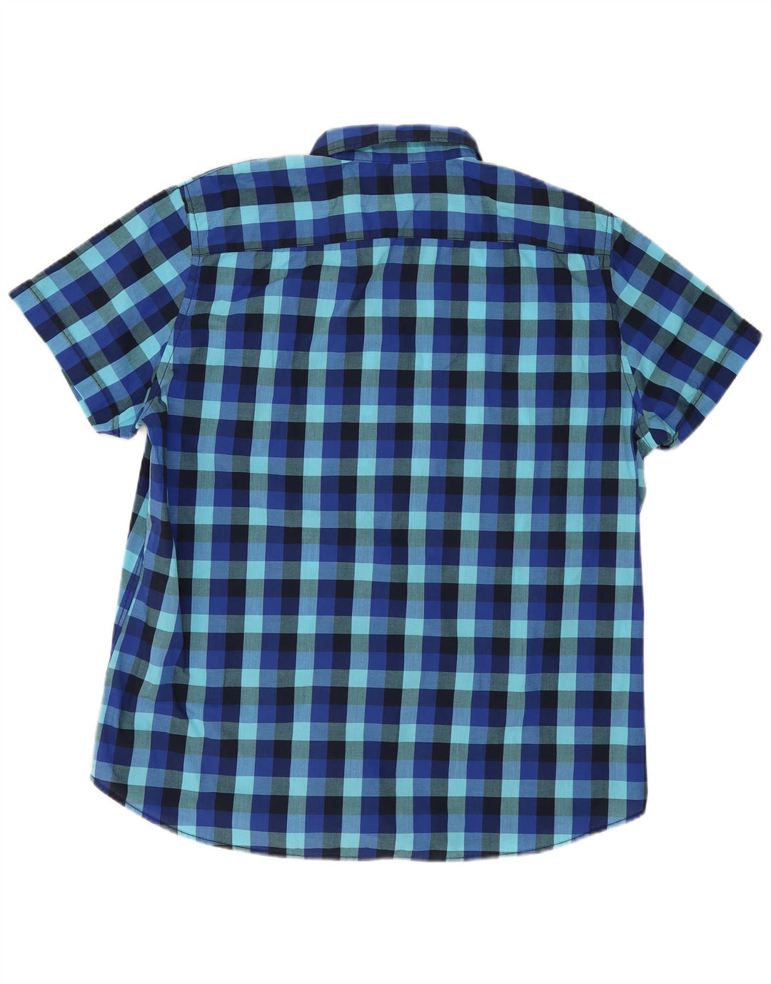 Camisa masculina de manga curta Angelo Litrico tamanho 45/46 2XL azul guingão