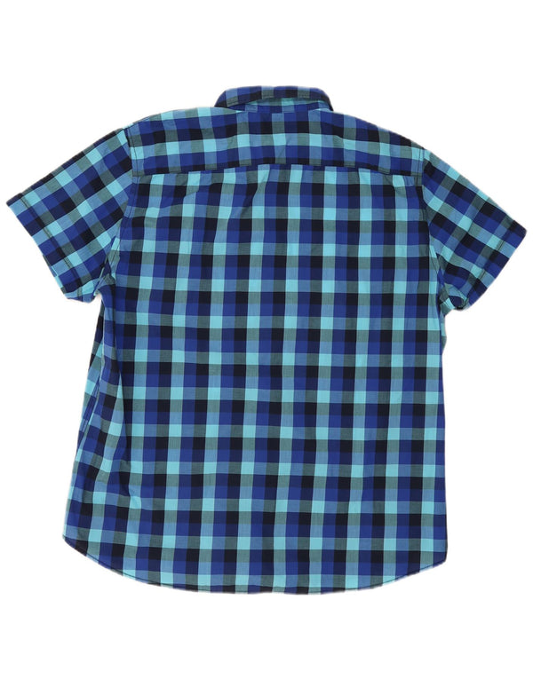 Camisa masculina de manga curta Angelo Litrico tamanho 45/46 2XL azul guingão