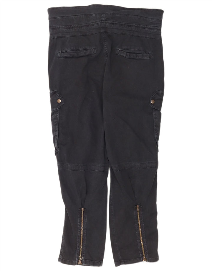 Zara Calça cargo feminina cortada média W28 L25 algodão azul marinho