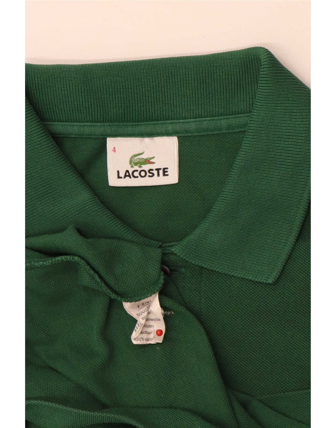 Camisa polo masculina Lacoste tamanho 4 algodão verde médio