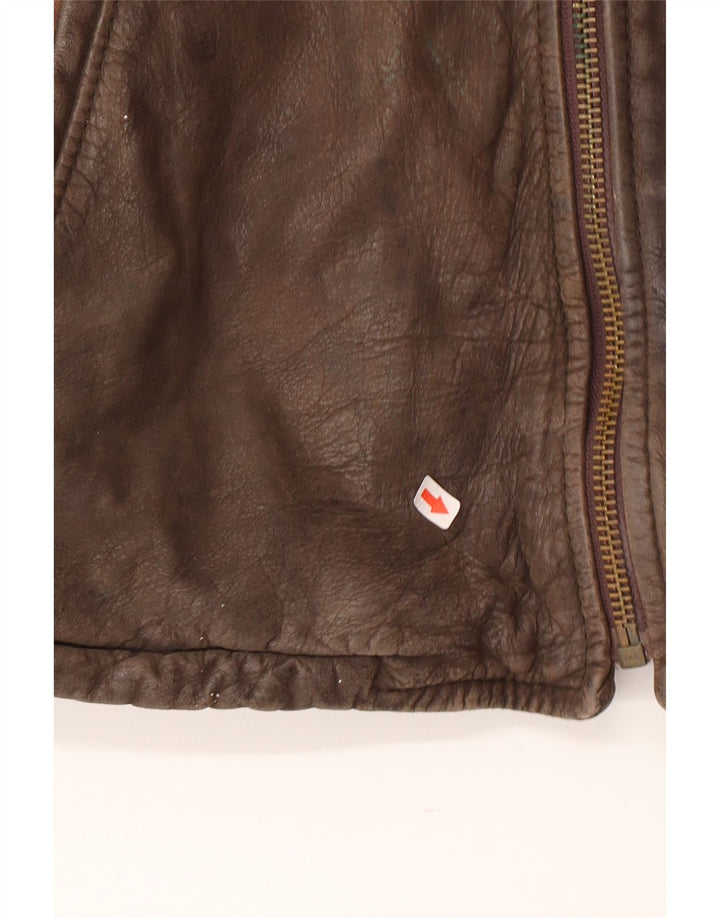 Jaqueta de couro masculina vintage UK 38 couro marrom médio
