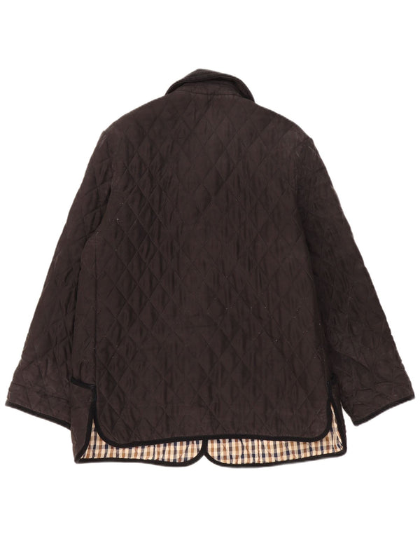 Jaqueta acolchoada feminina Aquascutum UK 18 XL seda preta