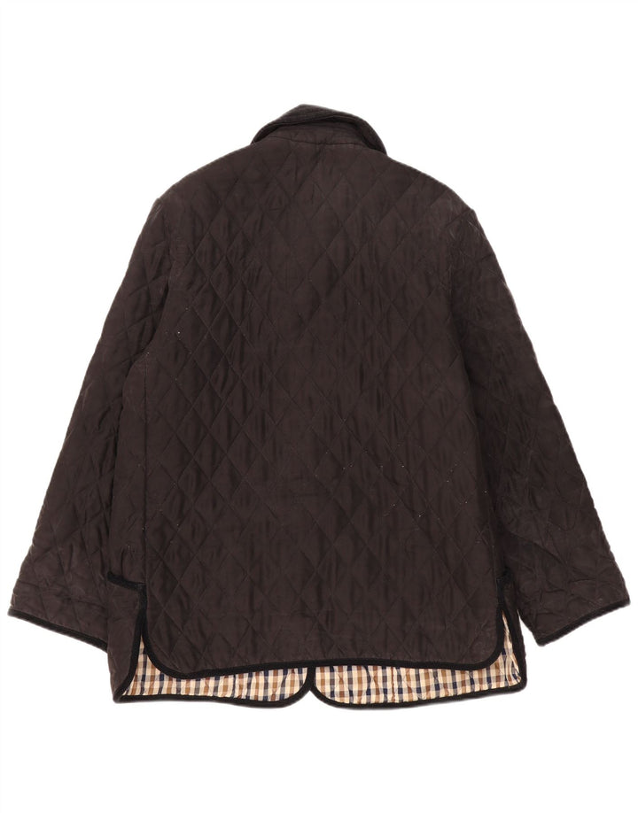 Jaqueta acolchoada feminina Aquascutum UK 18 XL seda preta
